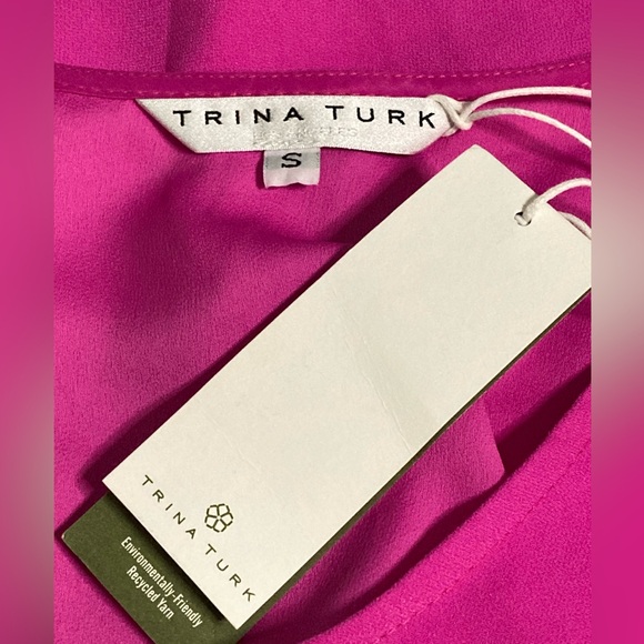 NWT Trina Turk Universe Split Sleeve Pink Salamander Top - Sz S - Picture 6 of 9